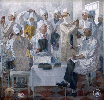 Курнаков Андрей Ильич. Ответственные за жизнь. Холст, темпера. 200х200. 1980. Министерство Культуры СССР.