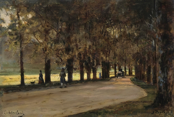Боголюбов Алексей Петрович. Аллея в парке Лихтенштейн. Доска, масло. 18х26,5. 1889. Рыбинский государственный историко-архитектурный и художественный музей-заповедник.