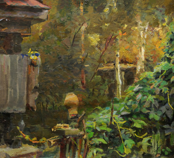 Мосолов Алексей Николаевич. Вечер. Пейзаж с крынкой. Холст, масло. 40,5х45. 1969. Серпуховский историко-художественный музей.
