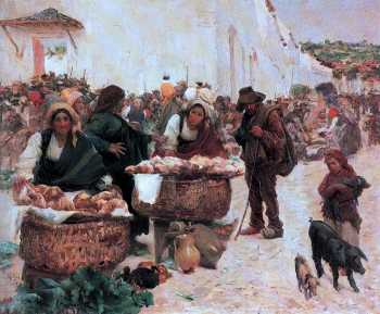 Жузе Мальоа. Пекари, рынок в Фигейро. Холст, масло. 45х54. 1898. Частное собрание.
