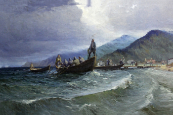 Козлов Геннадий Фёдорович. Рыбаки Байкала. Холст, масло. 67х100. 1948. Городской музей Ангарского городского округа.