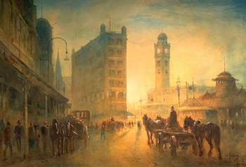 Уильям Янг. Центральная станция в Сиднее. Бумага, акварель. 1923. Государственная библиотека Нового Южного Уэльса.