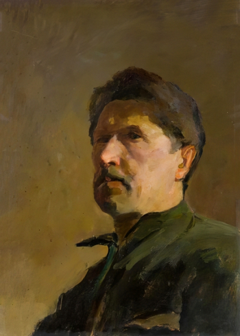 Лекомцев Константин Михайлович. Автопортрет. Картон, масло. 70,5х60. 1950-е. Вятский художественный музей имени В.М. и А.М.Васнецовых.