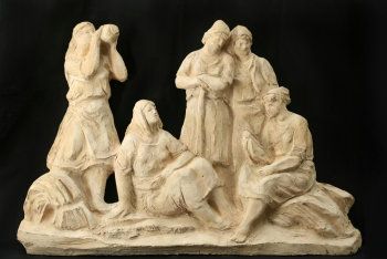 Малахин (Марголин) Абрам Лазаревич. В колхозе. Барельеф. 58х85х8,0. 1960-е. Государственный Владимиро-Суздальский историко-архитектурный и художественный музей-заповедник.