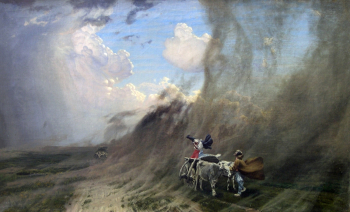 Дубовской Николай Никанорович. Ураган в степи. Холст, масло. 75х127. 1890. Новочеркасский музей истории донского казачества.