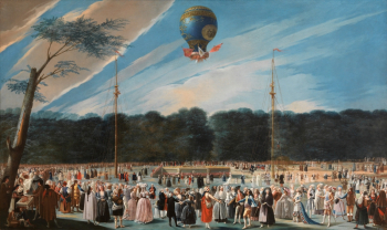 Антонио Карнисеро. Восхождение воздушного шара. Холст, масло. 170х284. 1784. Музей Прадо.