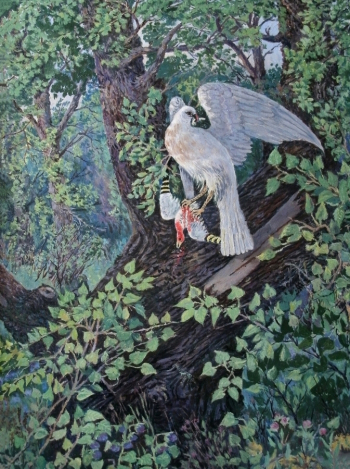 Попов Борис Никанорович. Сокол с добычей. Холст, масло. 74,5х55,5. 20 век. Истоpико-краеведческий музей (Белебей, Республика Башкортостан).