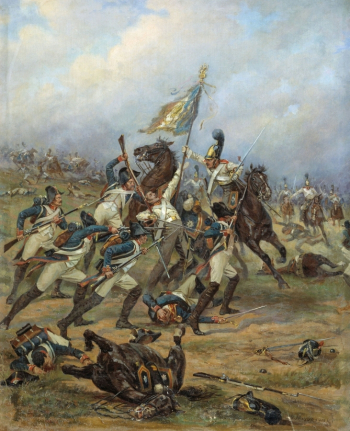 Мазуровский Виктор Викентьевич. Бой за знамя. Холст, масло. 90х72. 1910-1912. Музей-панорама Бородинская битва.