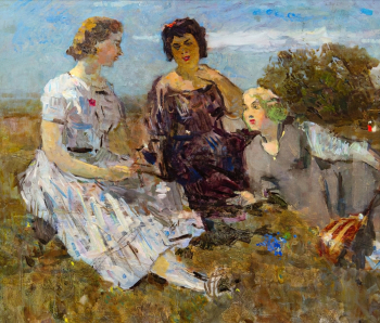 Герасимов Сергей Васильевич. Беседа. Холст, масло. 68х80. 1950-е. Музей изобразительных искусств Кузбасса.