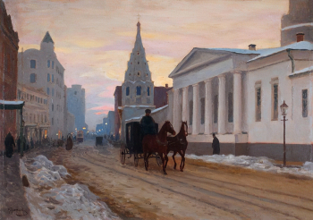 Гермашев (Бубело) Михаил Маркианович. Старая Москва. Арбат. Картон, масло. 48,5х68,5. Начало 20 века. Музейное объединение Музей Москвы.