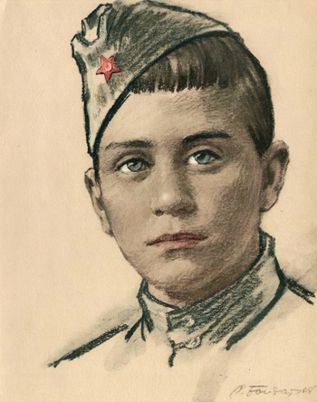 Бондар Сергей Михайлович и Карповский Наум Павлович. Плакат `Саша Колесников`. Бумага, офсетная печать. 28х22. 1974. Горнозаводский краеведческий музей имени М.П.Старостина.