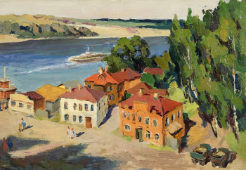 Корсунский Яков Зиновьевич. В Плёсе. Картон, масло. 32х48. 1966. Челябинский государственный музей изобразительных искусств.