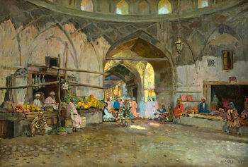 Котов Пётр Иванович. Базар в Бухаре. Холст, масло. 73х107. 1925. Самарский областной художественный музей.