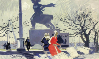 Сигорский Василий Николаевич. На ВДНХ. Бумага, гуашь. 42,3х71,1. 1970-е. Вологодская областная картинная галерея.