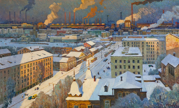 Бурак Александр Филиппович. Индустриальный Свердловск. Холст, масло. 124,5х204,5. 1974. Музей архитектуры и дизайна (Екатеринбург).