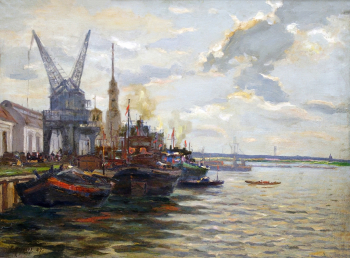 Морозов Александр Иванович. В Химкинском порту. Холст, масло. 100х134. 1947. Ивановский областной художественный музей.