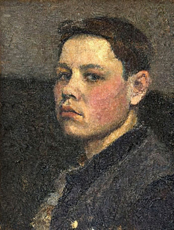 Ездаков Василий Дмитриевич. Автопортрет. Холст на оргалите, масло. 45,3х35. 1949. Тульский музей изобразительных искусств.