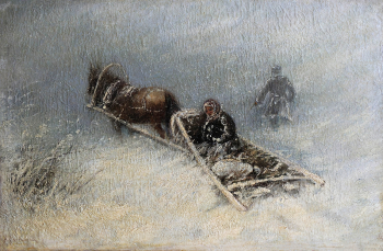 Степанов Александр Николаевич. Метель. Холст, масло. 39х61. 1895. Таганрогский художественный музей.