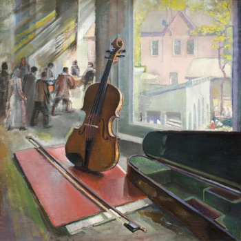 Жибинов Алексей Петрович. Несыгранная скрипка. Холст, масло. 100х100. 1955. Иркутский областной художественный музей имени В.П.Сукачёва.