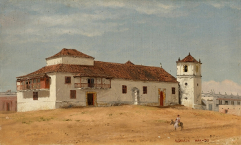 Фредерик Эдвин Чёрч. Церковь в Барранкилье. Картон, масло. 1853. Смитсоновский музей дизайна Купер Хьюитт.