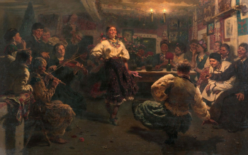 Репин Илья Ефимович. Вечорка. Холст, масло. 114,5х185,5. 1881. Государственная Третьяковская галерея.