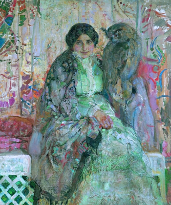 Савинов Александр Иванович. Женщина с филином. Холст, масло. 117х99,4. Саратовский государственный художественный музей имени А.Н.Радищева.