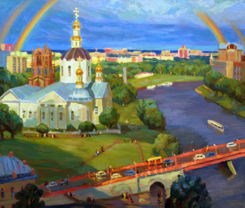 Бородина Юлия Николаевна. Орёл. Красный мост. Холст, масло. 60х70,5. 2016. Орловский краеведческий музей.