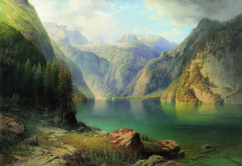 Мещерский Арсений Иванович. Горное озеро. Холст, масло. 81х117. 1865. Частная коллекция.