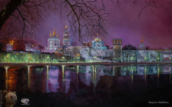 Порозина Марина Валерьевна. Москва. Новодевичий монастырь, ноябрь. Холст, масло. 100х160. 2021. Собрание художницы.