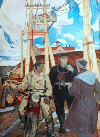 Мотовилов Алексей Григорьевич. Новая линия. Холст, масло. 191х141. 1960-е. Коми-Пермяцкий краеведческий музей имени П.И.Субботина-Пермяка.