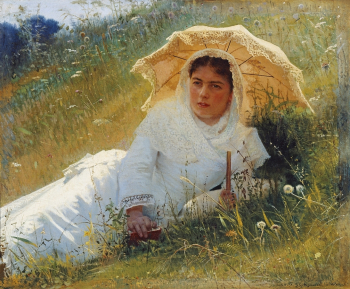 Крамской Иван Николаевич. Женщина под зонтиком. Холст, масло. 48х54. 1883. Нижегородский государственный художественный музей.