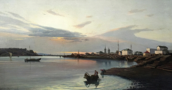 Добровольский Николай Флорианович. Набережная Ангары в Иркутске. Холст, масло. 75х140. 1886. Иркутский областной художественный музей имени В.П.Сукачева.