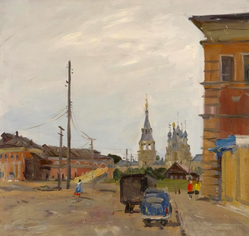 Чирков Сергей Иванович. Муром. У базарной площади. Холст, масло. 82,5х89. 1967. Государственный Владимиро-Суздальский историко-архитектурный и художественный музей-заповедник.