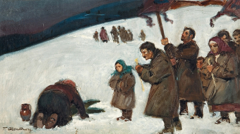 Теодор Аксентович. Православное крещение в проруби. Холст, масло. 1890-е. Частная коллекция.