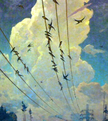 Яблоков Анатолий Иванович. Ласточки. Холст, масло. 185х170,5. 1961. Костромской государственный историко-архитектурный и художественный музей-заповедник.