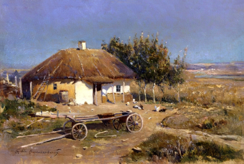 Васильковский Сергей Иванович. Украинский пейзаж. Бумага на картоне, масло. 11,4х16,5. 1880-е. Нижнетагильский музей изобразительных искусств.