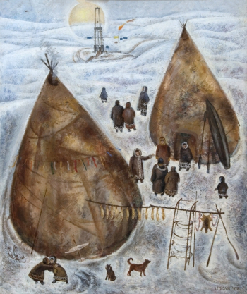 Грызлов Валерий Дмитриевич. Ямал, утро. Картон, масло. 119х103. 1978. Тамбовская областная картинная галерея.