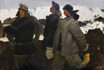 Попов Пётр Степанович. Проходчики шахты. Холст, масло. 123х178. 1980. Магаданский областной краеведческий музей.