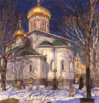 Жуковский Станислав Юлианович. Храм Рождества Богородицы. Звенигород. Холст, масло. 82,8х83. 1904. Нижнетагильский музей изобразительных искусств.