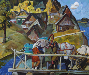 Бурзянцев Александр Данилович. На пароме. Холст, масло. 111х133. 20 век. Пермская государственная художественная галерея.