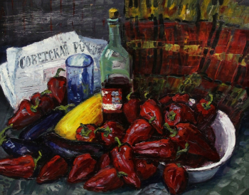 Шмидт Герберт Эрнстович. Красные перцы. Холст на картоне, масло. 1995. Мытищинская картинная галерея.