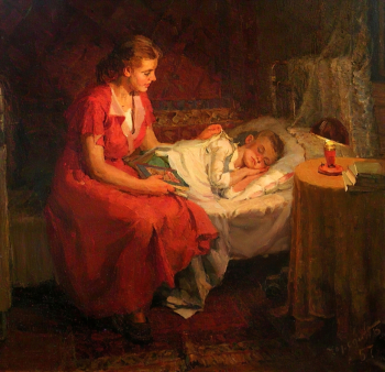 Чередин Борис Александрович. Уснул. Холст, масло. 92х100. 1957. Вологодская областная картинная галерея.