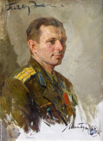 Бут Николай Яковлевич. Первый космонавт Ю.А.Гагарин. Холст, масло. 75х55. 1961. Студия военных художников имени М.Б.Грекова