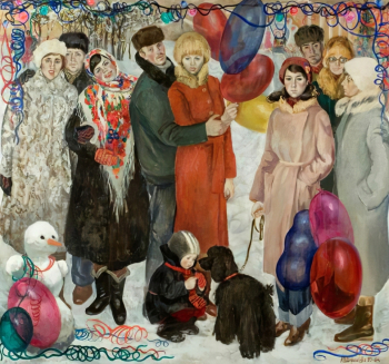 Широкова Инна Алексеевна. Новый год. Холст, масло. 140х150. 1984. Вятский художественный музей имени В.М. и А.М. Васнецовых.