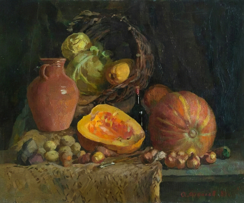 Фролов Александр Маркович. Натюрморт с тыквами. Холст, масло. 49,5х60. 1957. Екатеринбургский музей изобразительных искусств.