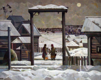 Пантелеев Александр Васильевич. Оттепель. Холст, масло. 80х100. 1985. Вологодская областная картинная галерея.