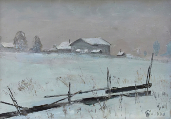 Сажин Николай Прокопьевич. Околица. Холст, масло. 43,5х61. 1995. Тотемское музейное объединение.