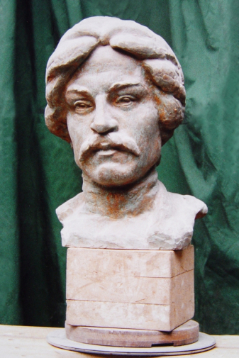 Селиванов Николай Александрович. Поэт Сергей Клычков. Гипс. 1995. Местонахождение скульптуры неизвестно.