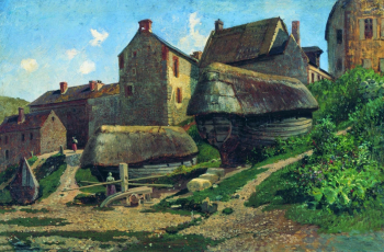 Боголюбов Алексей Петрович. Франция. Ипор. Жилище рыбака. Холст на картоне, масло. 28х43. 1858. Художественный музей имени Махарбека Туганова.