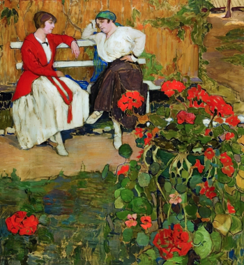 Киселёва Елена Андреевна. Дачницы. Холст, масло. 107х100. 1915. Воронежский областной художественный музей имени И.Н.Крамского.